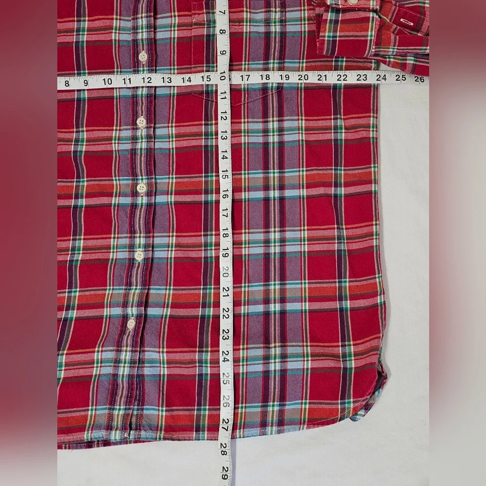 Ralph Lauren LRL Plaid Button Down Shirt XL Red Cotton Classic Preppy - Picture 4 of 6